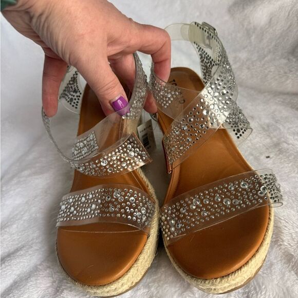 Torrid Silver Metallic Wedge Sandals with Espadrille Heel - Picture 4 of 5
